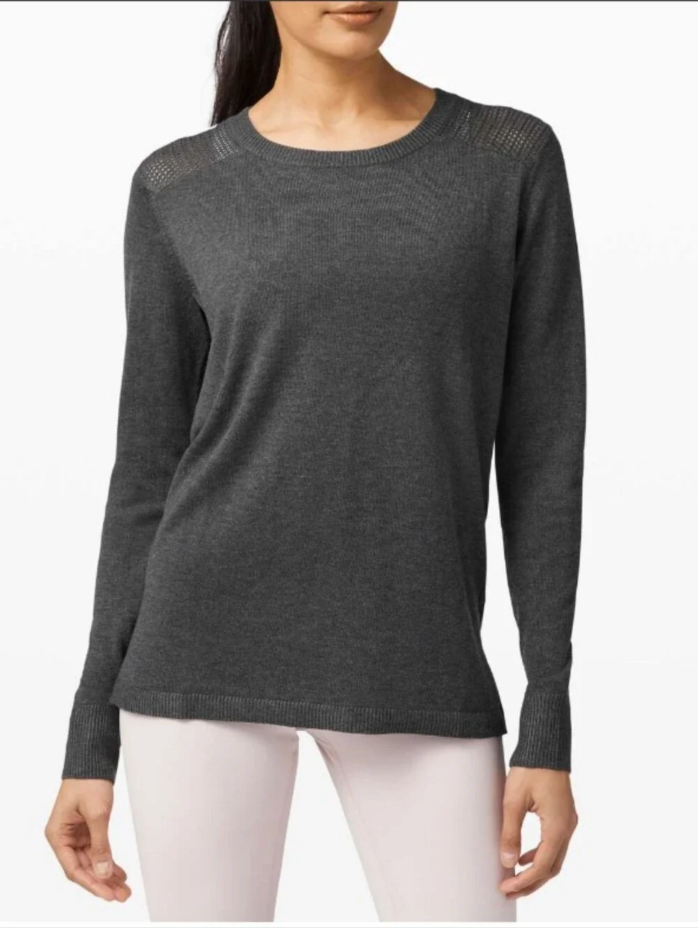 Lululemon Back To Balance Gray Knit Long-Sleeve Sweater